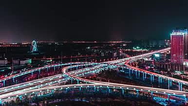 4k赛博朋克城市立交车流夜景灯光延时视频的预览图